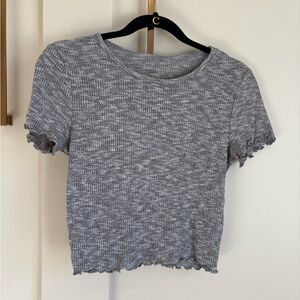 American Eagle Outfitters Gray Ribbed Crop Top